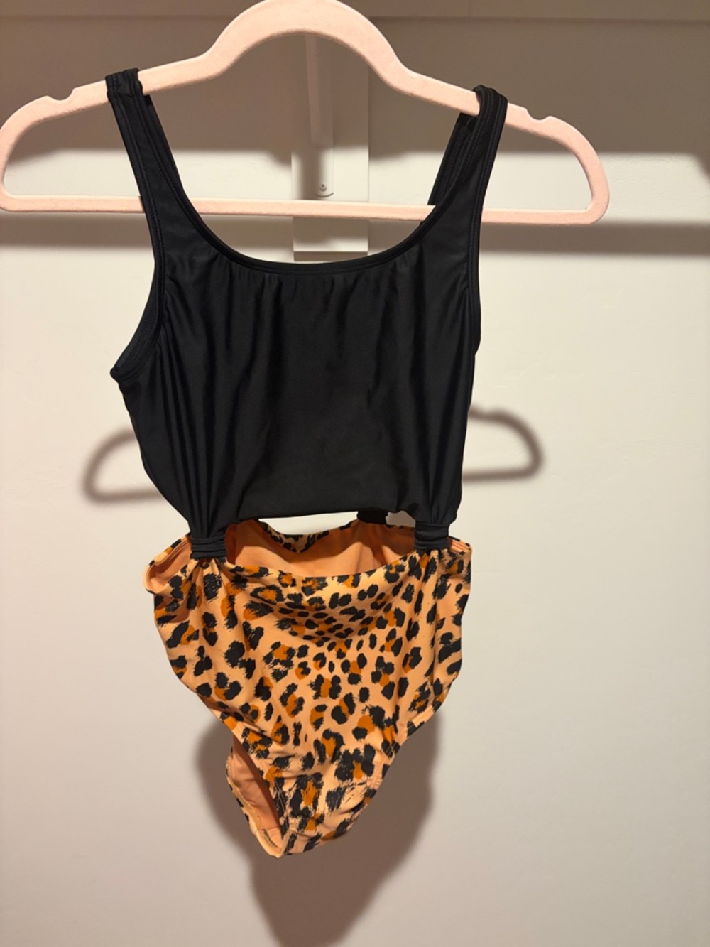 art class Black and Orange Leopard Print Kids One-Piece Swimsuit